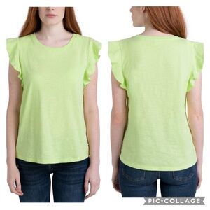 ECOTHREADS / Flutter Sleeve T-shirt Soft Organic Cotton Size L
